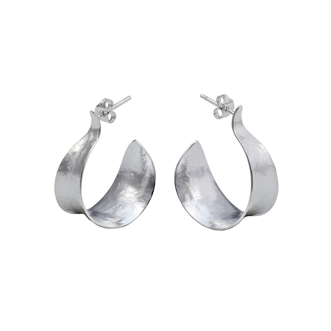 KOMOREBI Medium Curl Hoop Earrings Silver