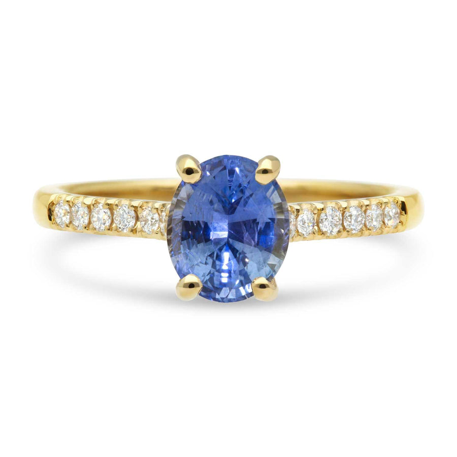 EC One NANCY Oval Blue Sapphire and Diamond Ring made in our London B Corp workshop