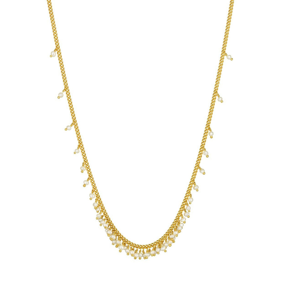 Graduated Row Necklace with White Pearls