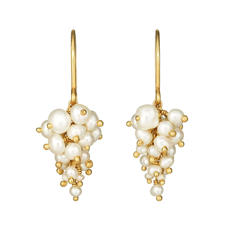 Grape Earrings with White Pearls