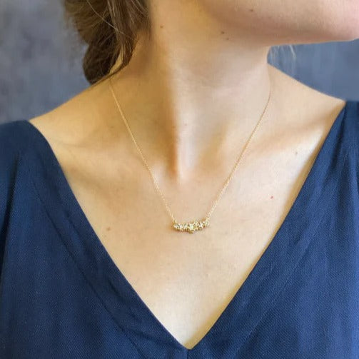 Baguette Diamond Necklace in Yellow Gold