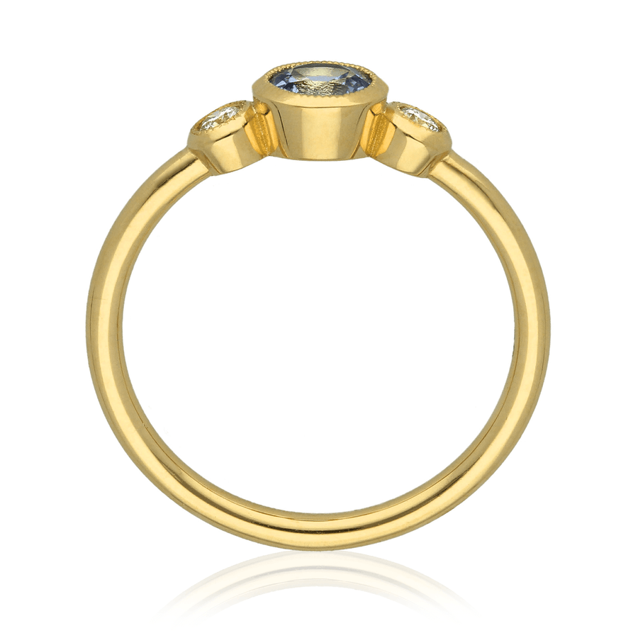 EC One's NINA Milgrain Ethical Sri Lankan Sapphire Diamond Engagement Ring made in our B Corp London workshop