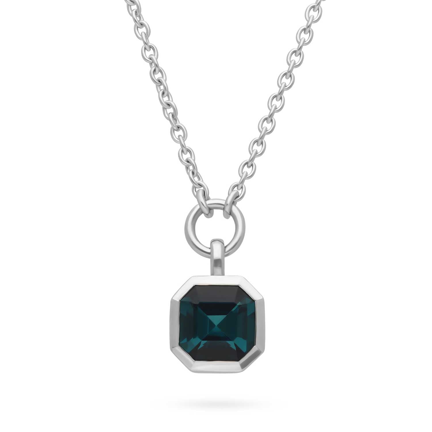 FRAME Teal Tourmaline Platinum Necklace by ethical jewellers E.C.One London, made in our B Corp London workshop