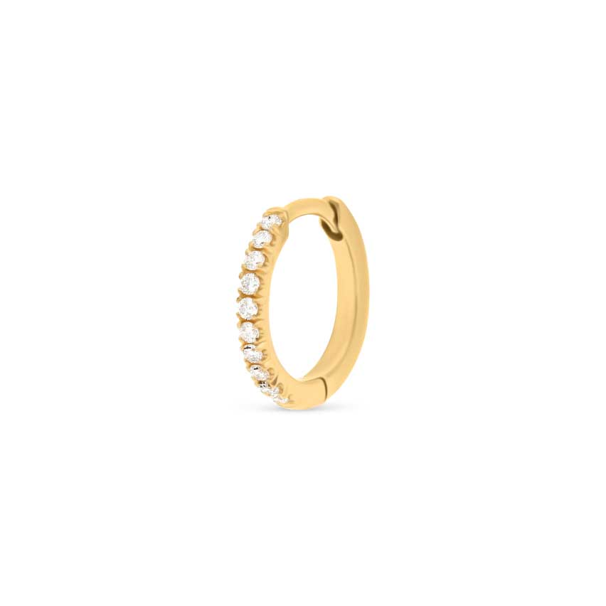 E.C.One SINGLE Huggie Hoop Earring Yellow Gold with Diamonds