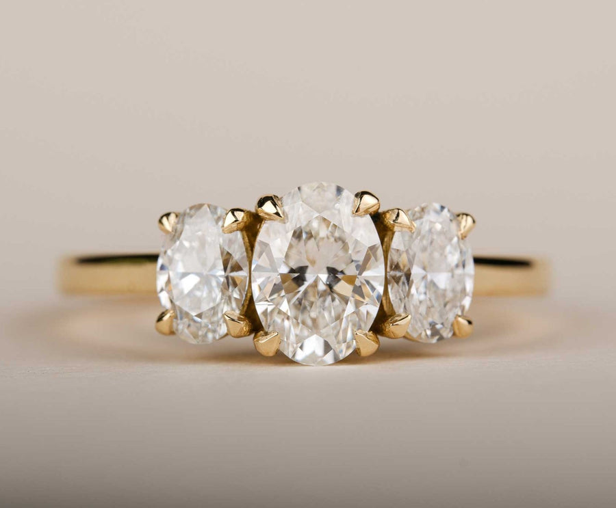 EC One OLIVIA Diamond Trilogy Platinum Engagement Ring hand made in our London B Corp workshop