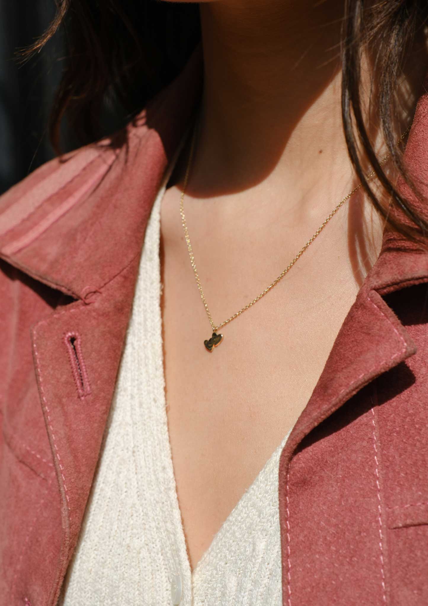 EC One Double Mini recycled Gold Heart Necklace made in our London B Corp workshop