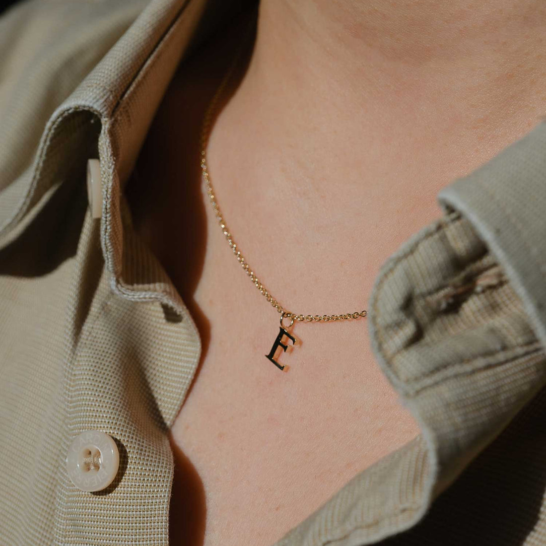 E.C.One recycled gold Letter Pendant Necklace made in our B Corp certified London workshop