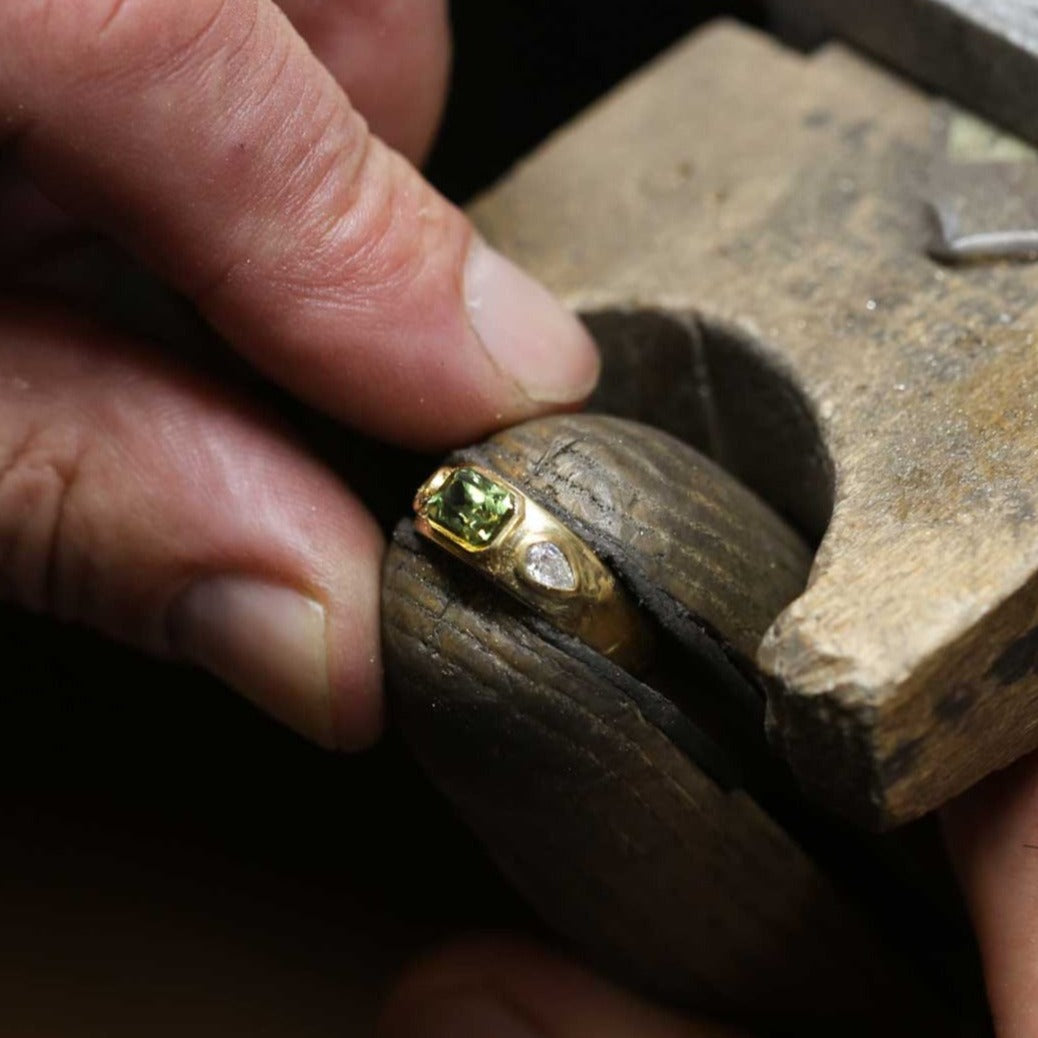 EC One ISLA Yellow Gold Sapphire and Diamond Engagement Ring