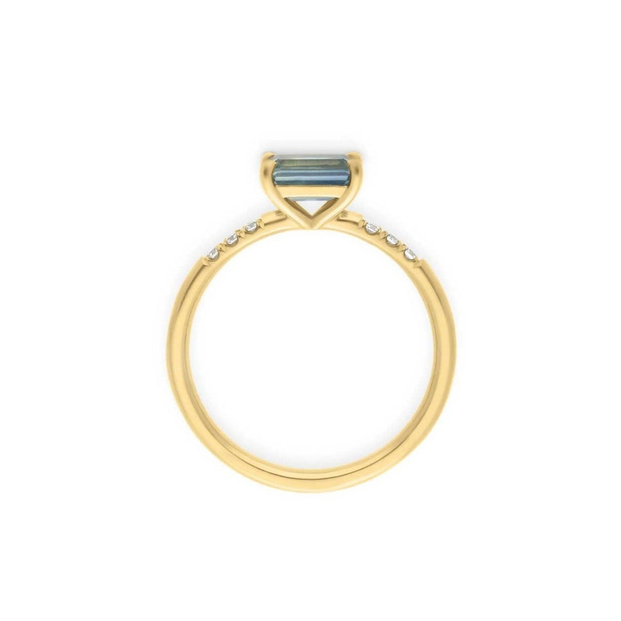 E.C. One ethical LOIS Yellow Gold Baguette Blue Sapphire Engagement Ring