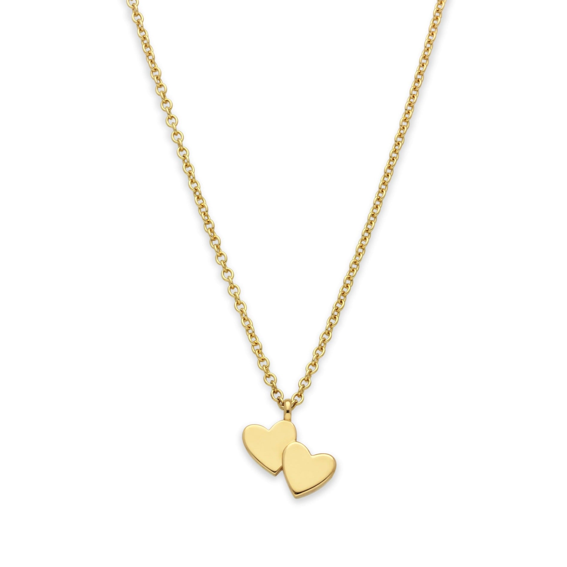 EC One Double Mini recycled Gold Heart Necklace made in our London B Corp workshop