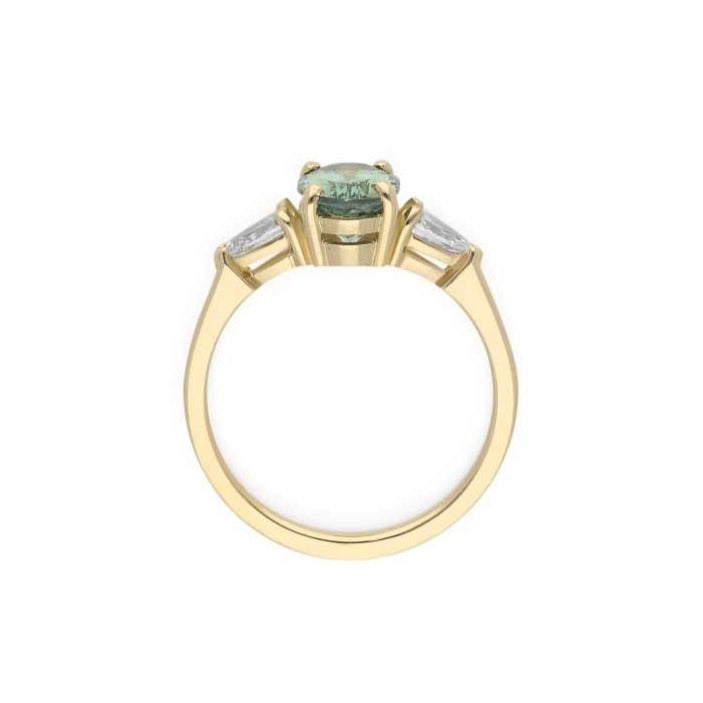 E.C.One PHOEBE Oval Teal Sapphire Engagement Ring made in our B Corp certified London workshop