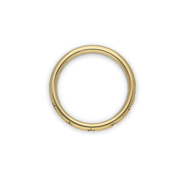 E.C. One NANCY Gold Wedding Ring with Engraved & Diamond Detailing made in our B Corp London workshop