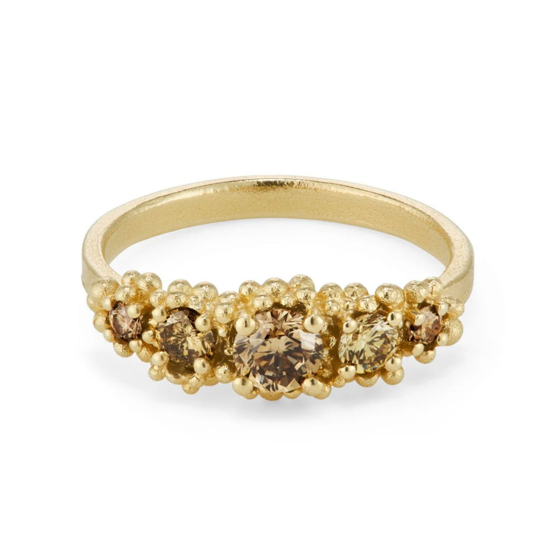 Hannah Bedford at ethical jeweller E.C.One London CLUSTER Gold Ring with Five Champagne Diamonds