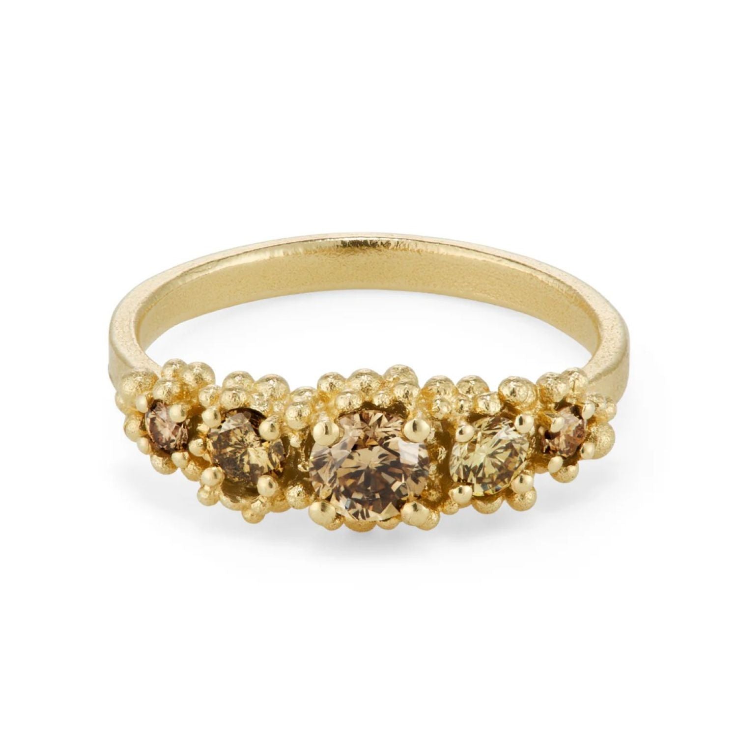 Hannah Bedford at ethical jeweller E.C.One London CLUSTER Gold Ring with Five Champagne Diamonds