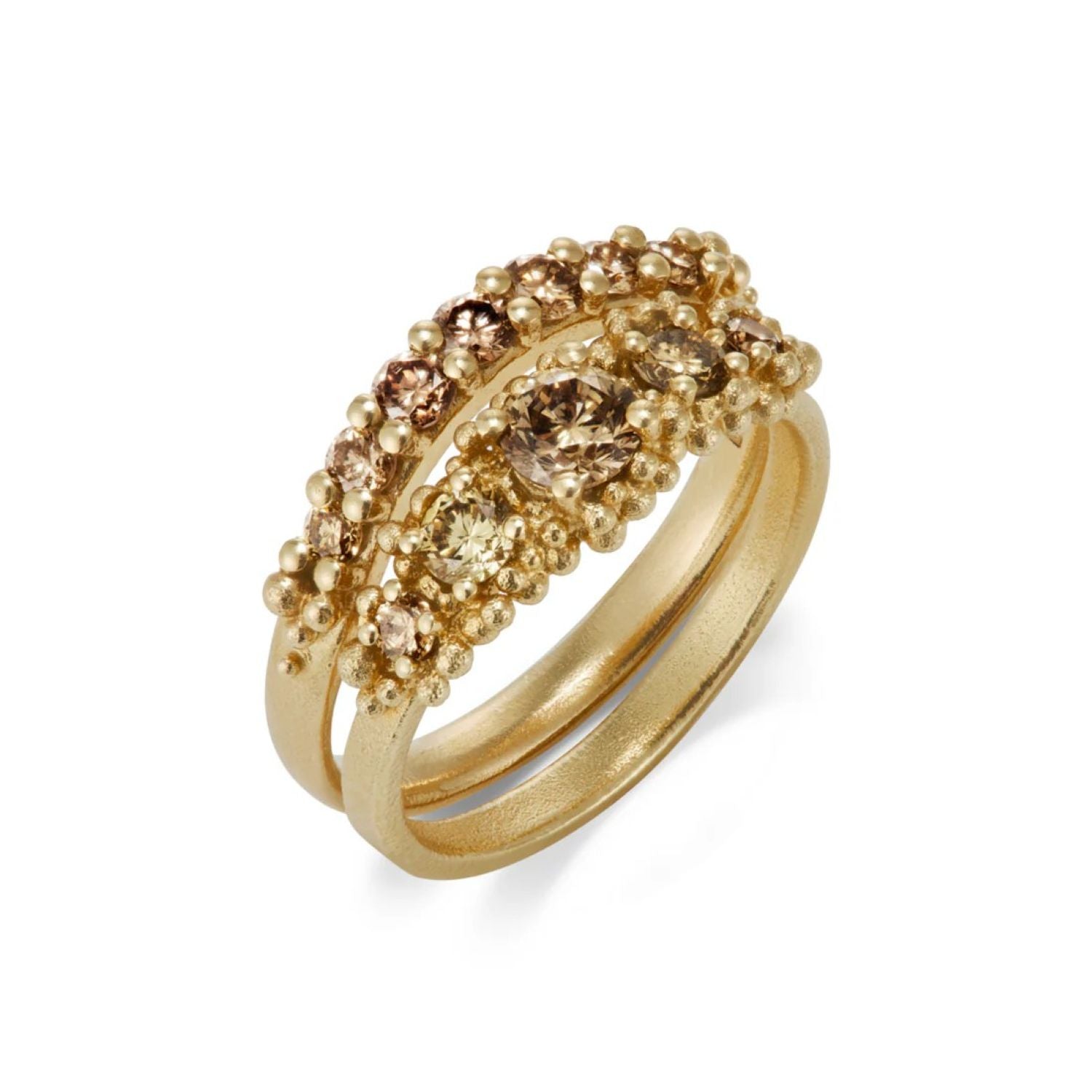 Hannah Bedford at ethical jeweller E.C.One London CLUSTER Gold Ring with Five Champagne Diamonds