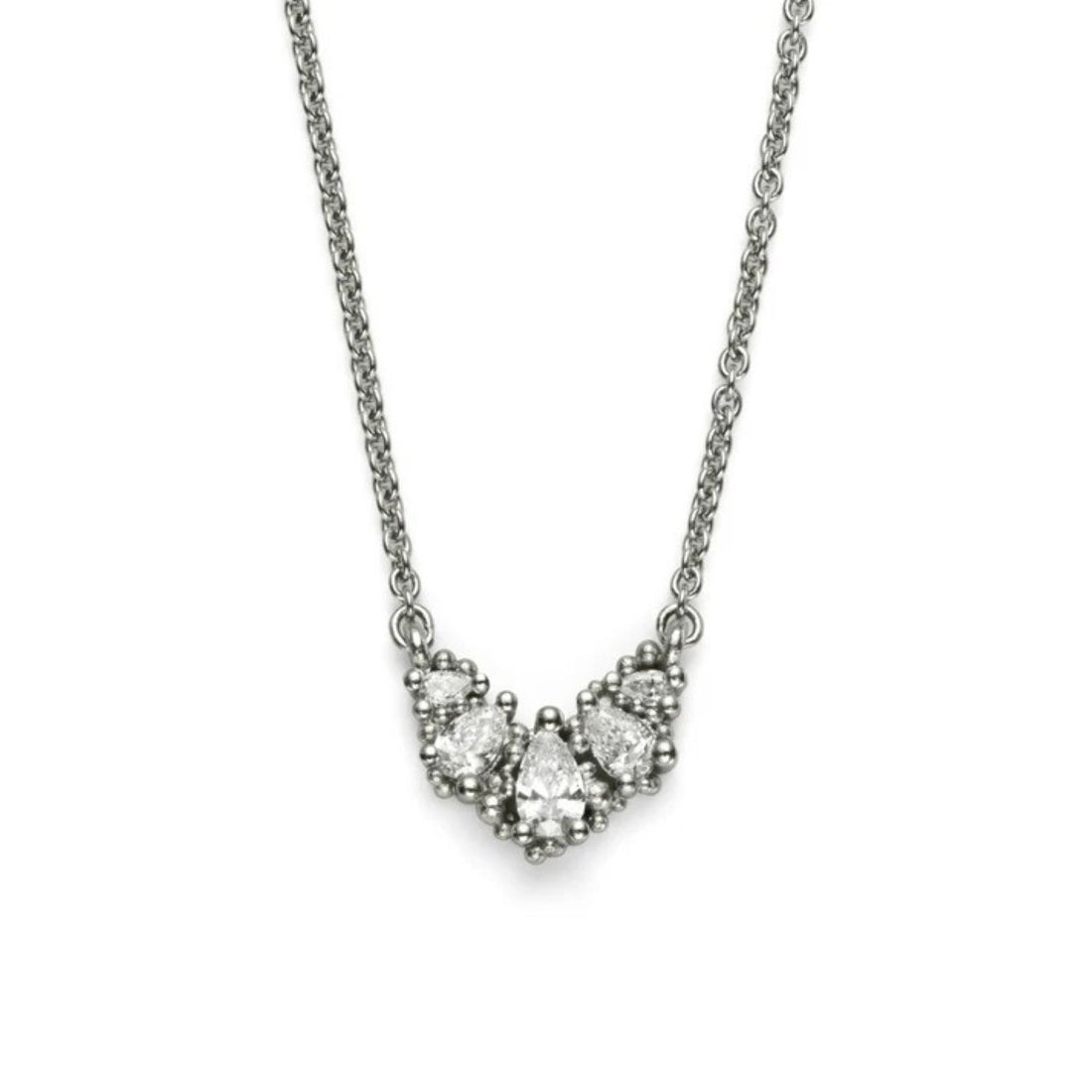 Hannah Bedford at ethical jeweller E.C.One London RAINDROP Diamond Necklace in Platinum