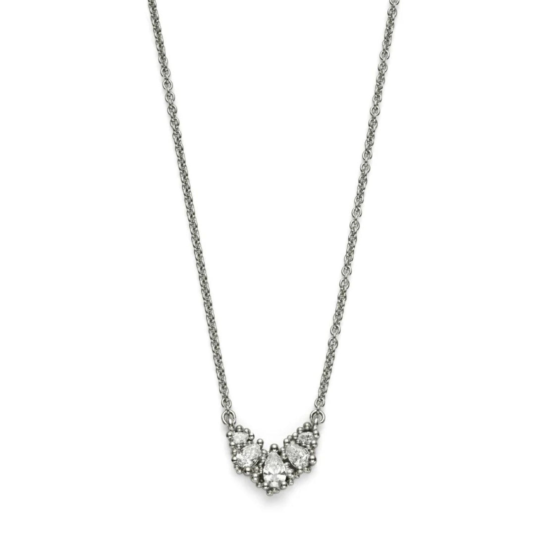 Hannah Bedford at ethical jeweller E.C.One London RAINDROP Diamond Necklace in Platinum
