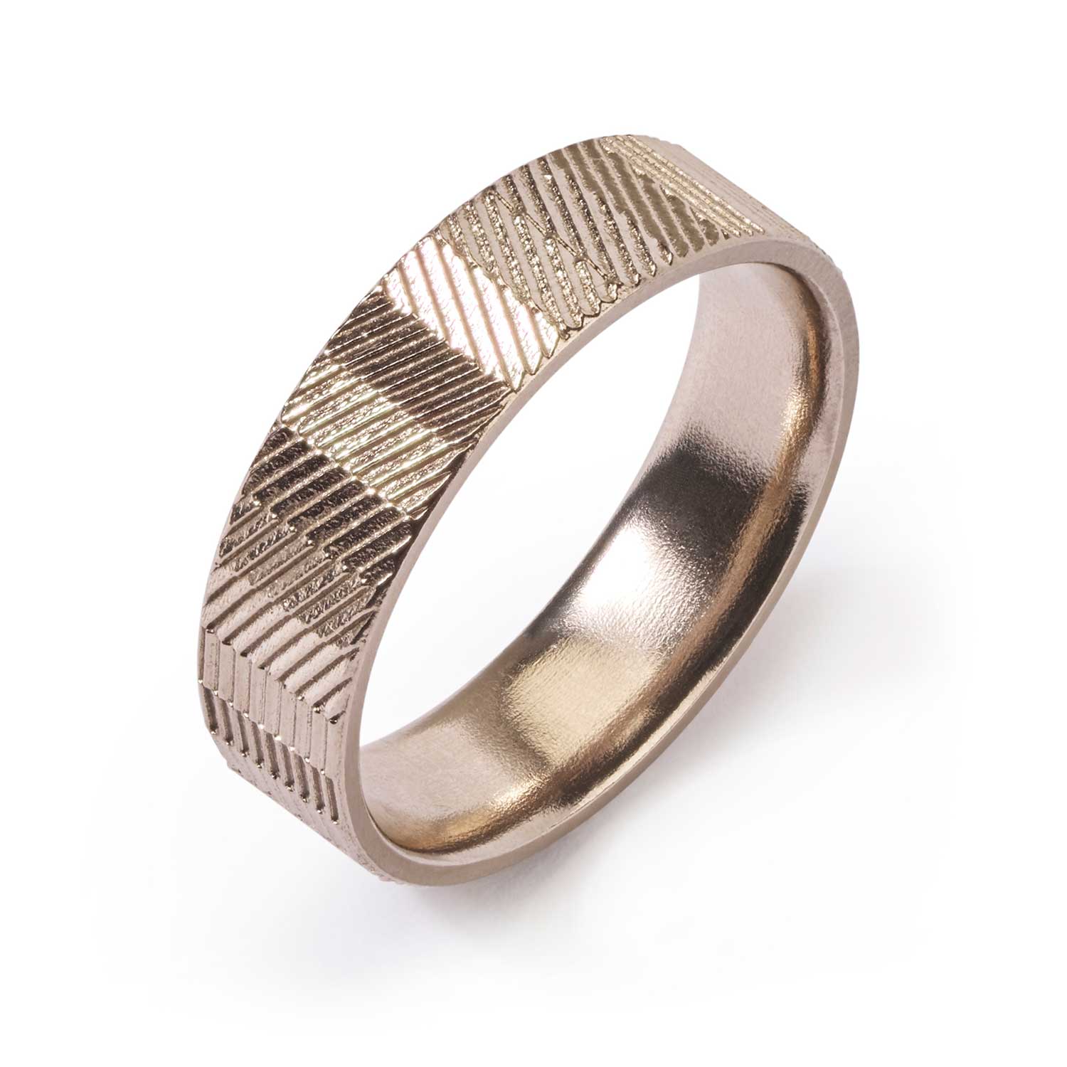 Jo Hayes Ward at E.C.One London CONTOUR mixed 6mm Band Warm White Gold