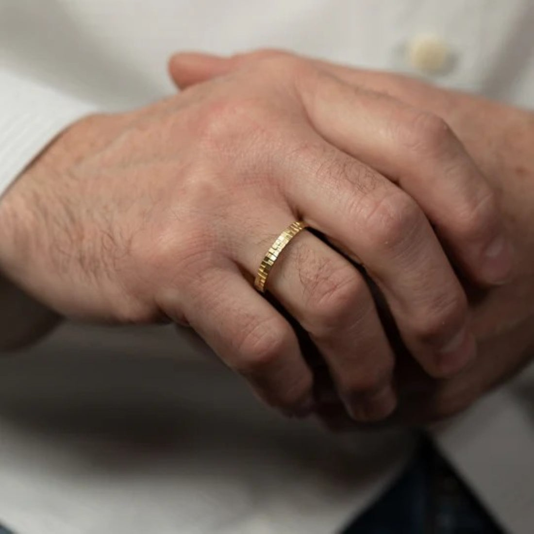 Jo Hayes Ward at ethical jewellers E.C.One London SQUARE Double Ring Yellow Gold