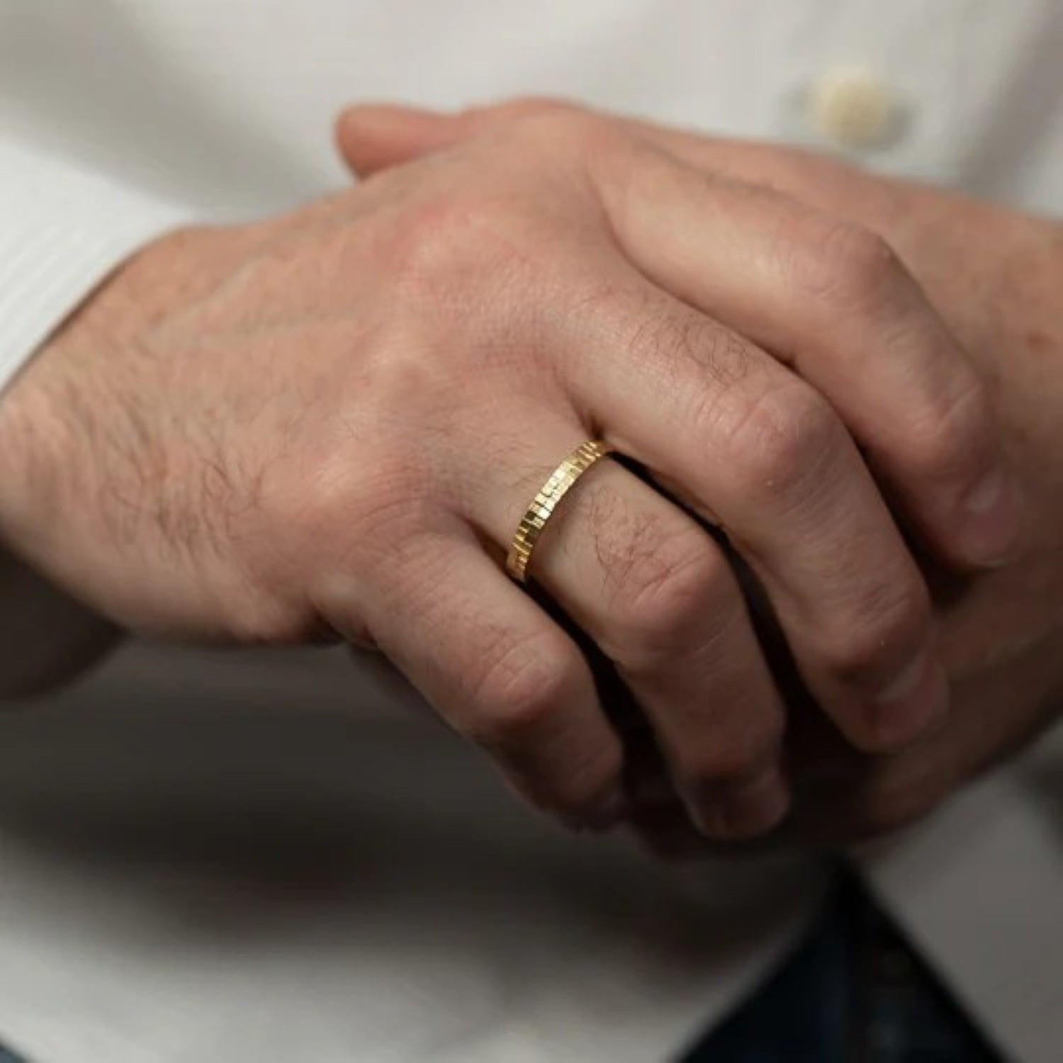 Jo Hayes Ward at ethical jewellers E.C.One London SQUARE Double Ring Yellow Gold