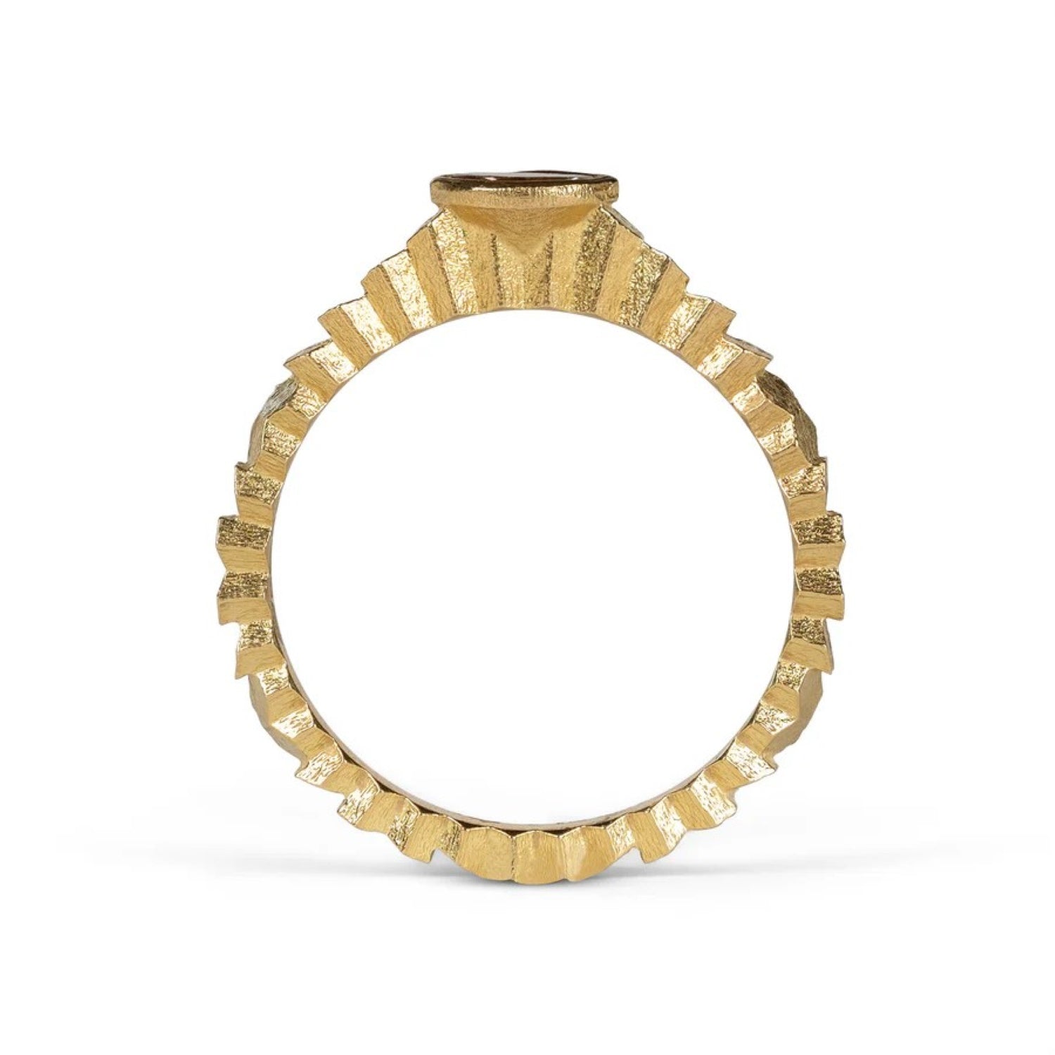 Jo Hayes Ward at ethical jewellers E.C.One London HEX Single Ring Yellow Gold Ring with Marquise Diamond