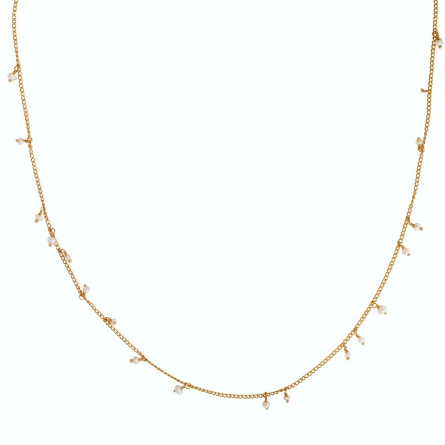 Fine Scattered Chain Necklace with White Pearls