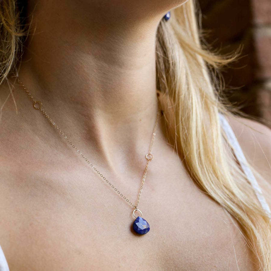 Melissa Joy Manning at EC One London Lapis drop necklace in recycled gold