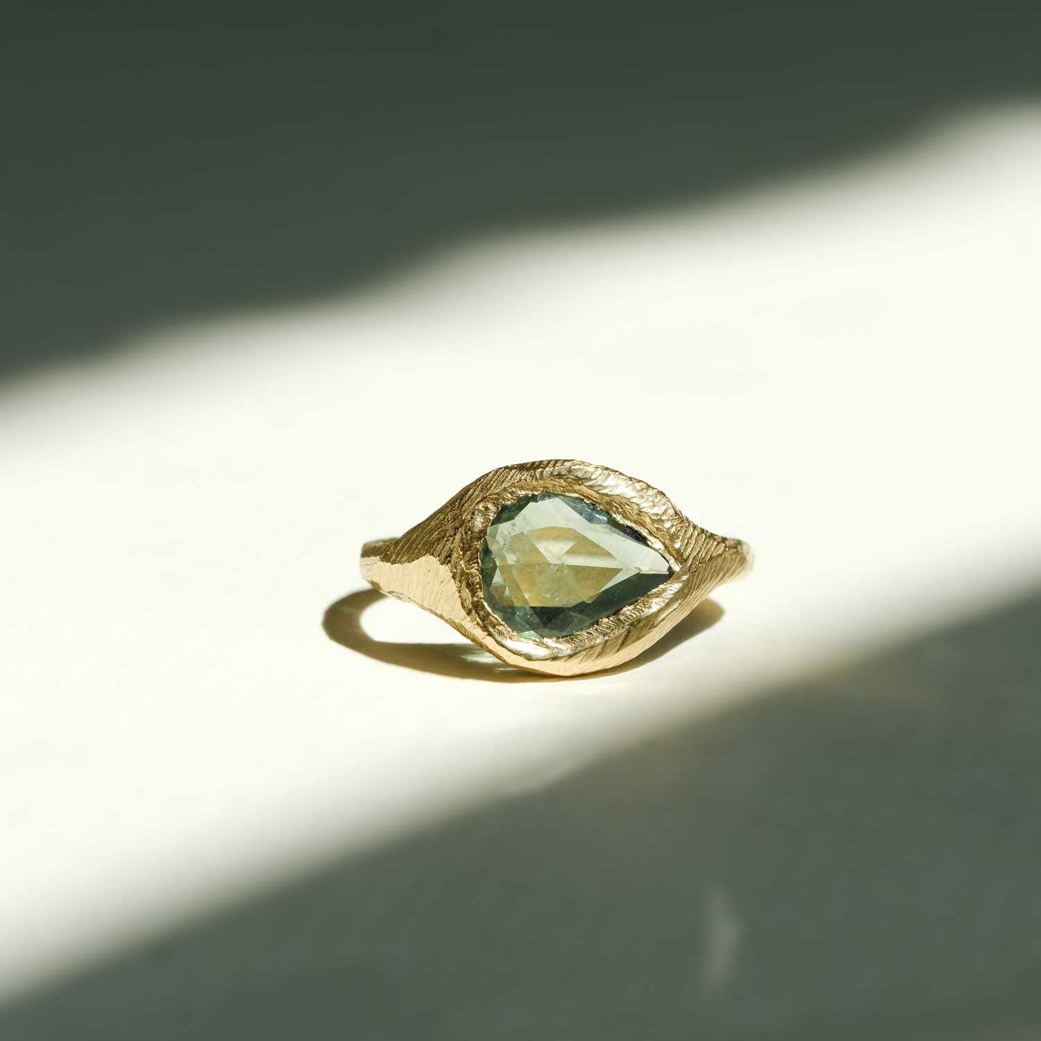 Page Sargisson at E.C.One London SIGNET Gold Ring with Large Green Sapphire