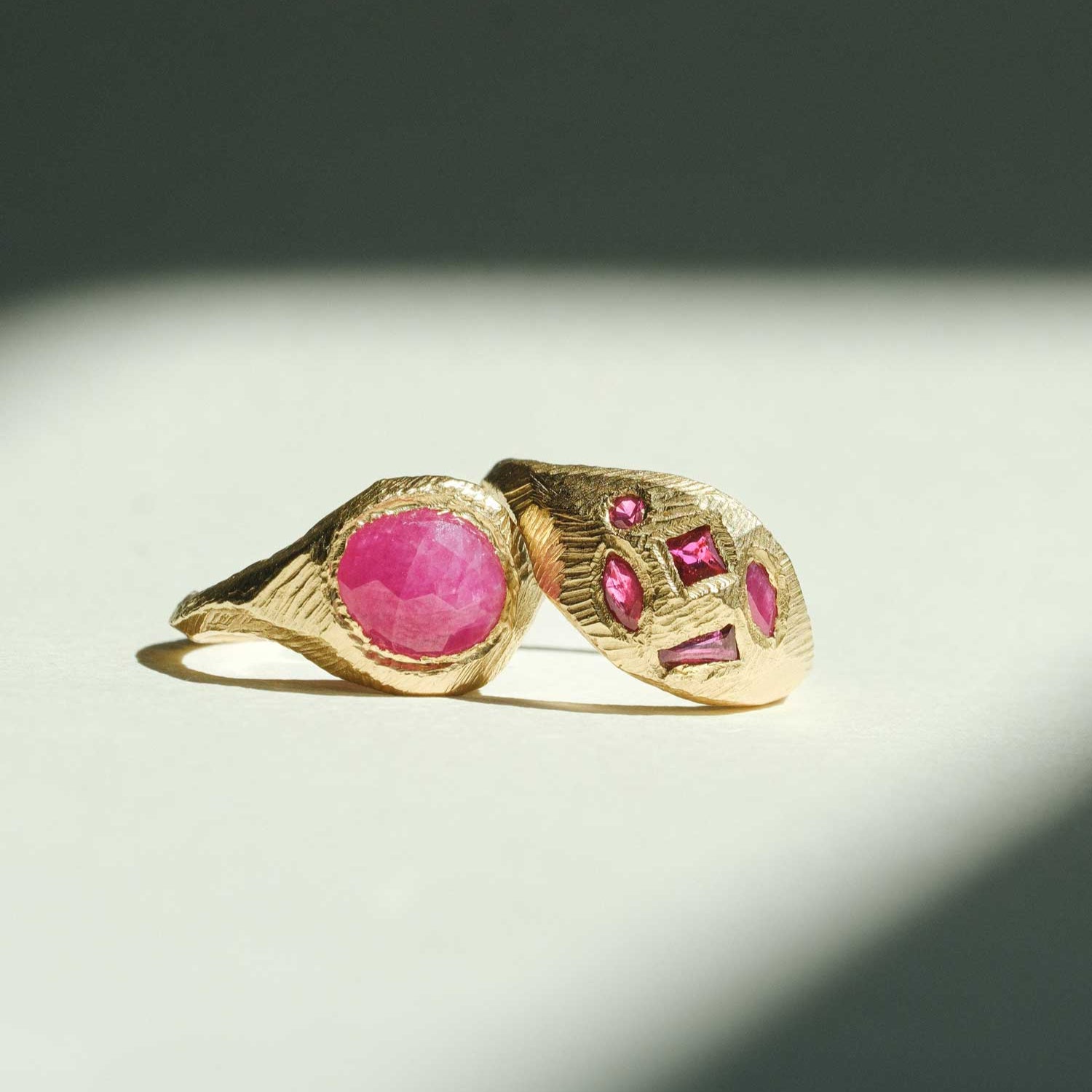 Page Sargisson at E.C.One London SIGNET Tapered Gold Ring with 5 Rubies