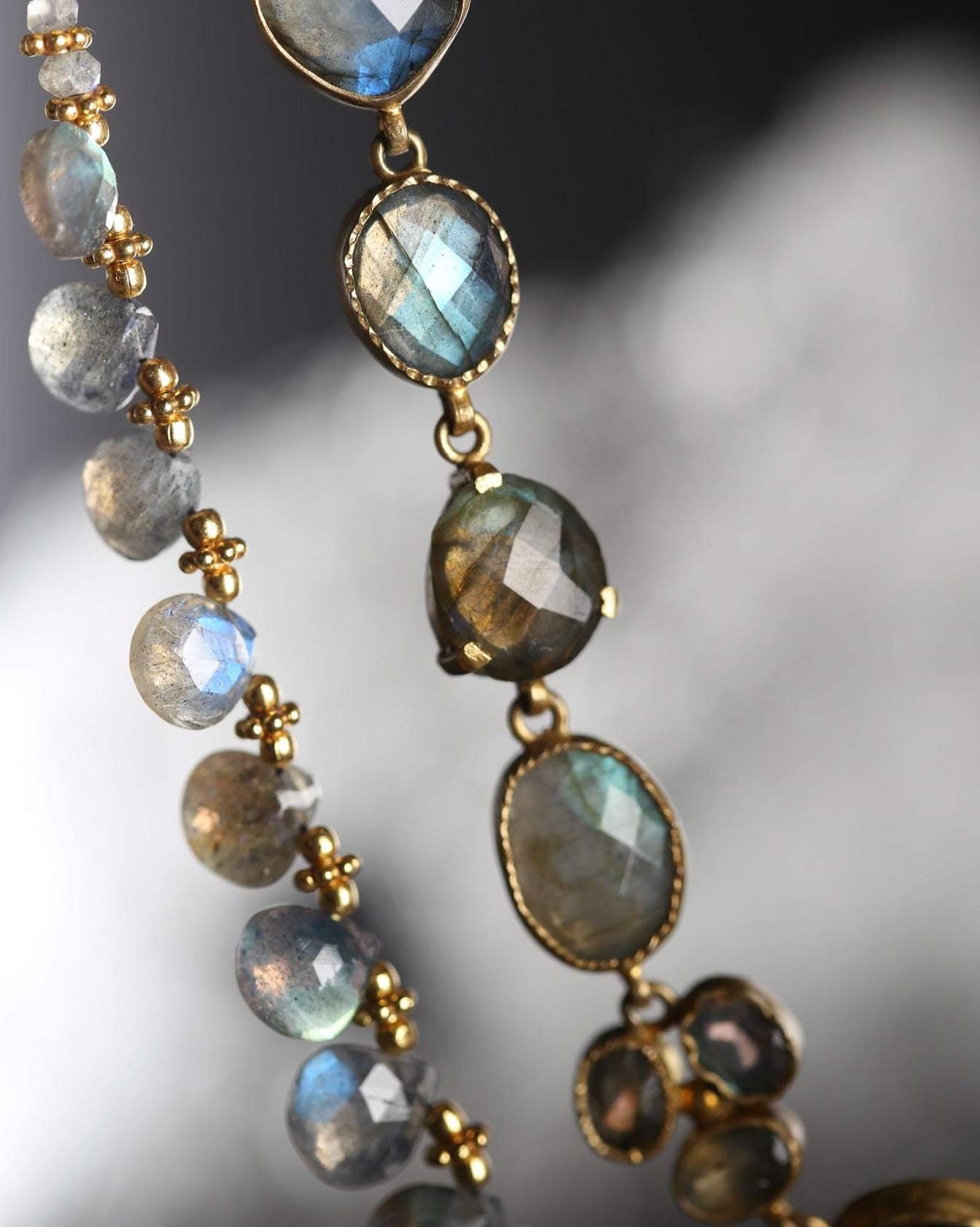 Pomegranate London Diva Single Line Necklace Labradorite at EC One London