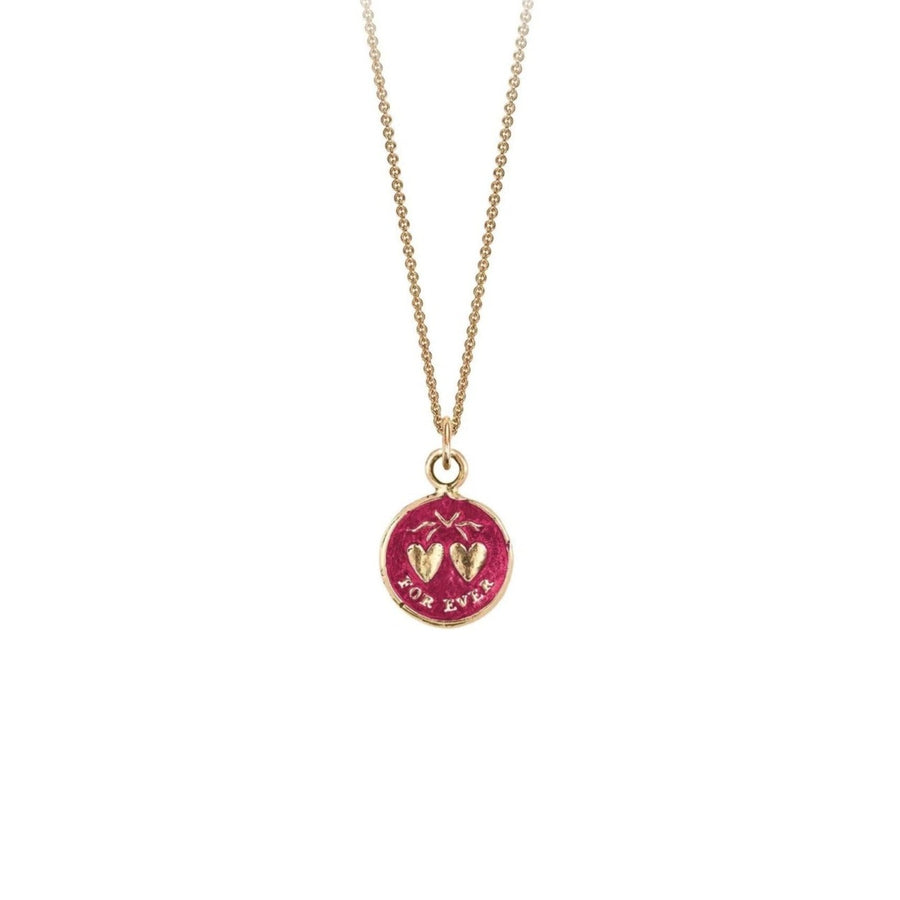 Pyrhha HEARTS Talisman 14ct Yellow Gold Necklace with Red Ceramic Detail at ethical jewellers EC One London