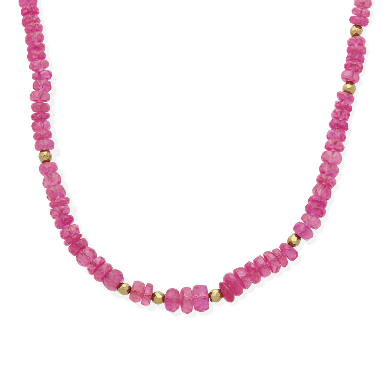 B Corp Certified ethical jewellery London E.C.One Fine Facetted Ruby and Pyrite Bead Necklace