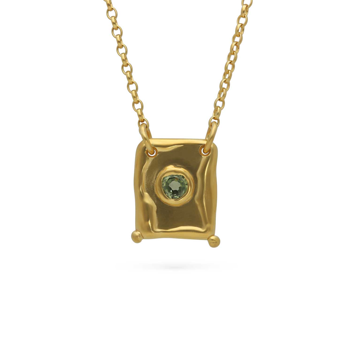 Sharlala at ethical jeweller E.C.One London TABLET Small Pendant with Round Green Sapphire