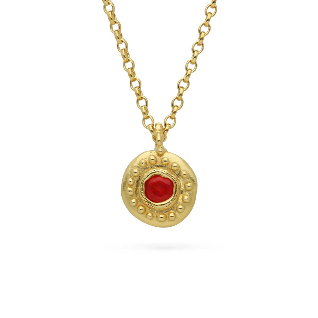 Sharlala at ethical jeweller E.C.One London SUN RA Small Pendant with Round Orange Sapphire