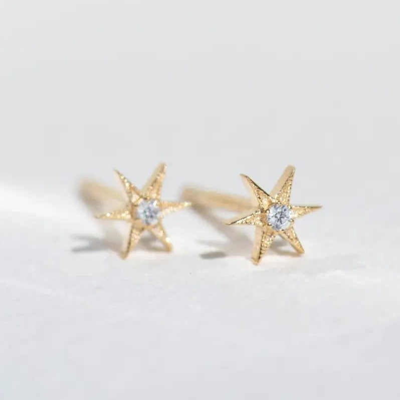 Zoe & Morgan NO STAR LIKE THESE Gold Plated Studs with White Zircons at ethical jeweller EC One London