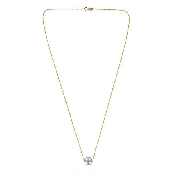 Single Grey Pearl Gold Necklace