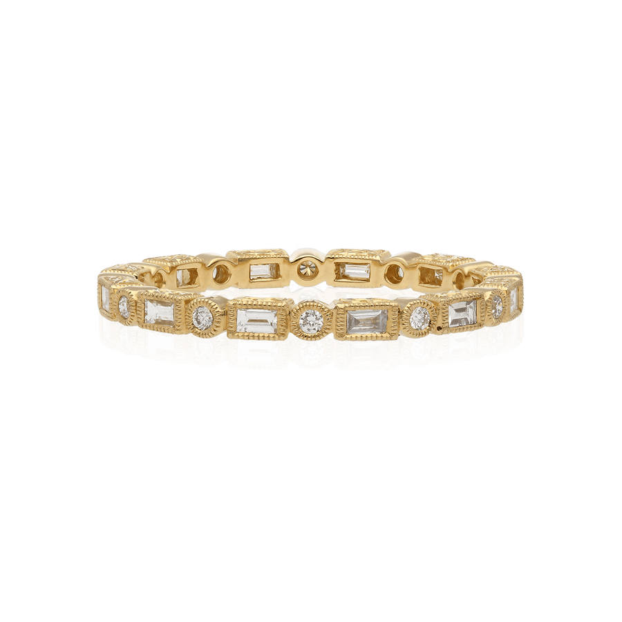 EC One Ungar and Ungar Baguette and Round Diamond Eternity Wedding Gold Ring