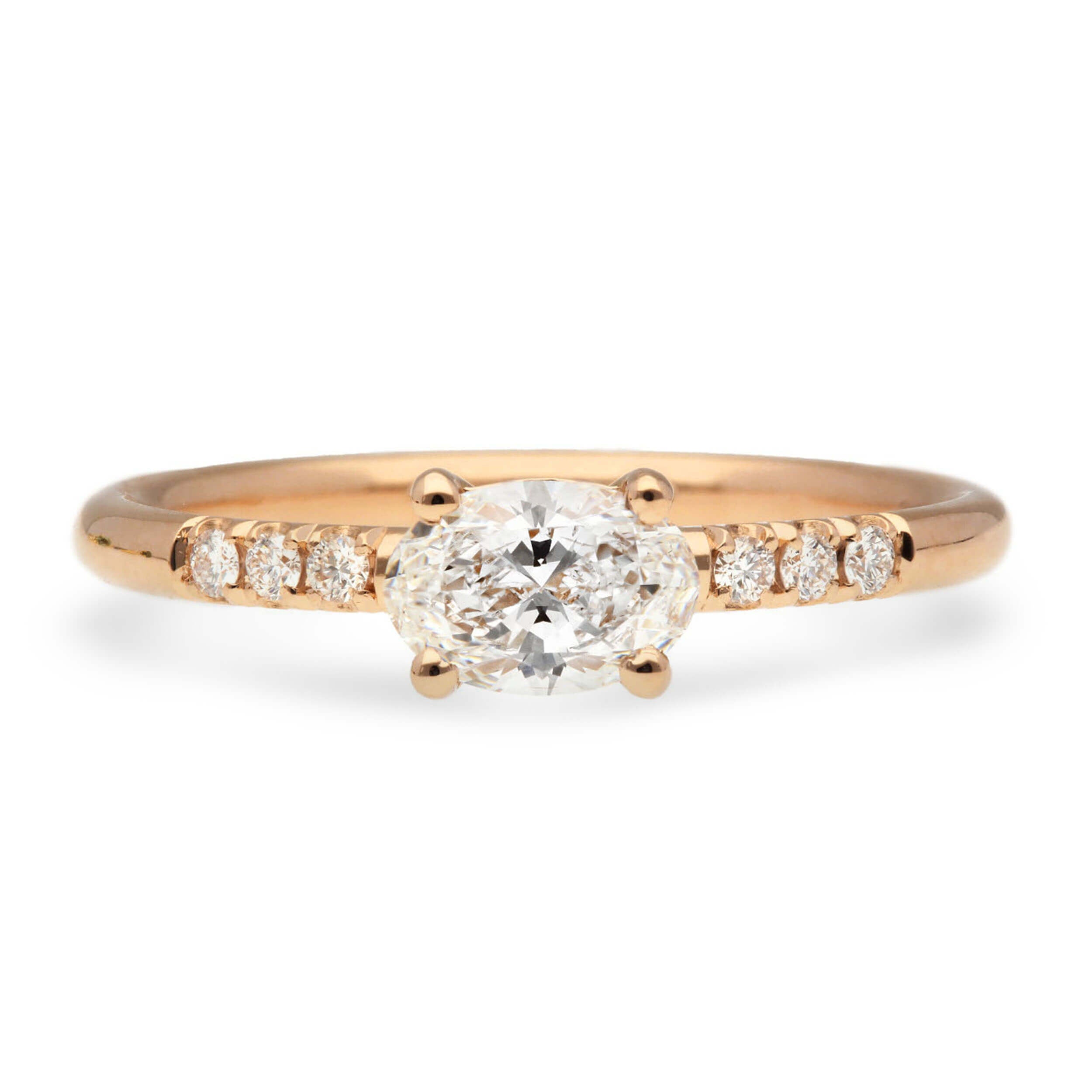 Single stone rose gold engagement ring on sale