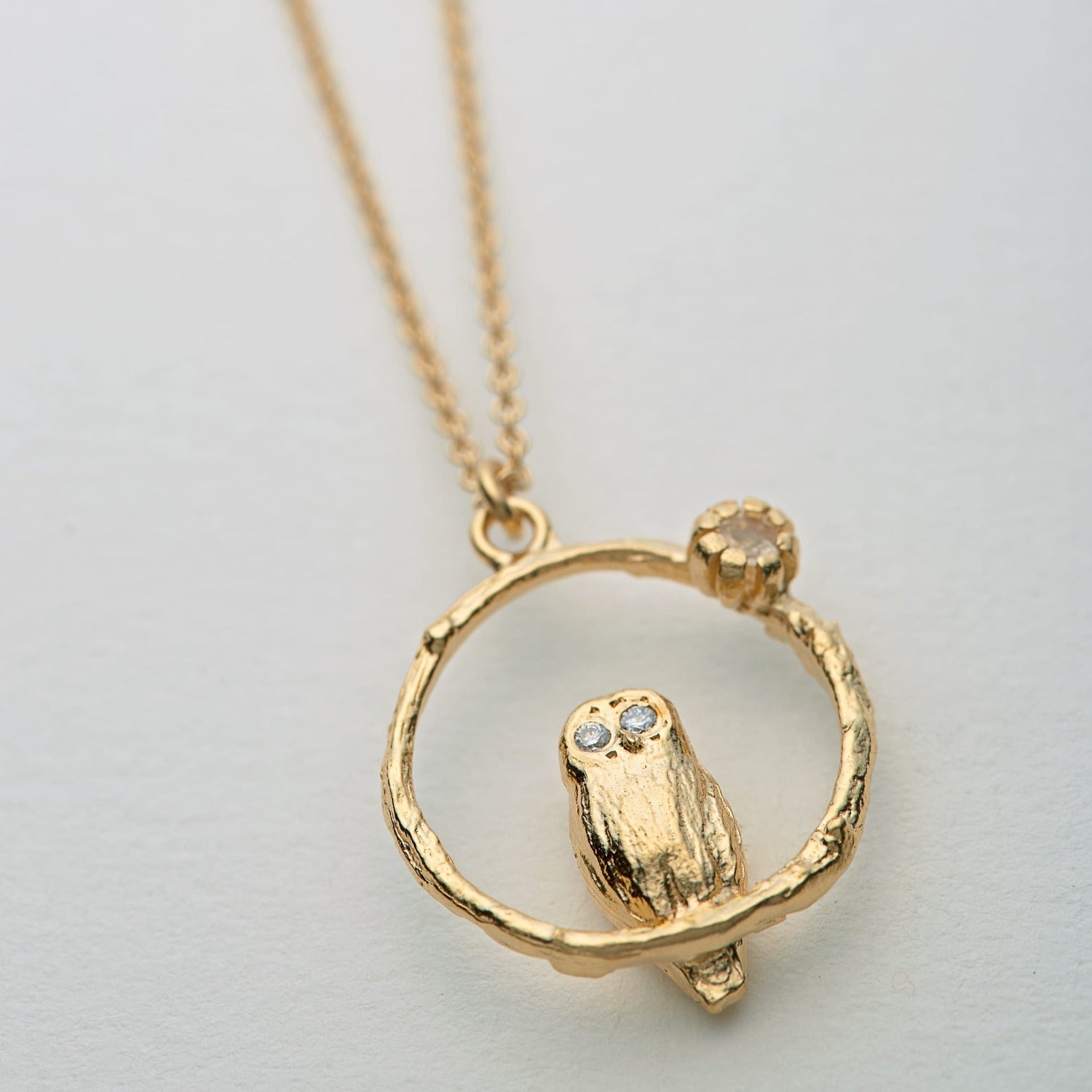 Alex Monroe Moonstone Owl Loop Necklace at EC One London