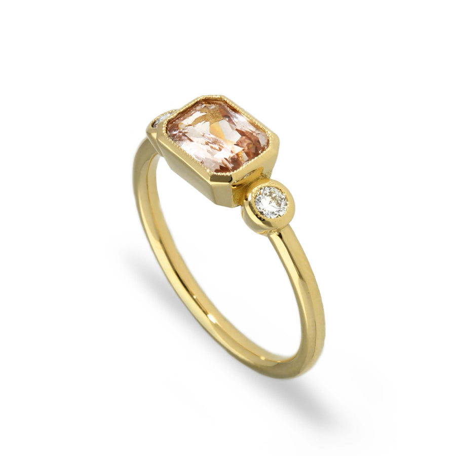 Lottie engagement ring by EC One peach sapphire and recycled gold