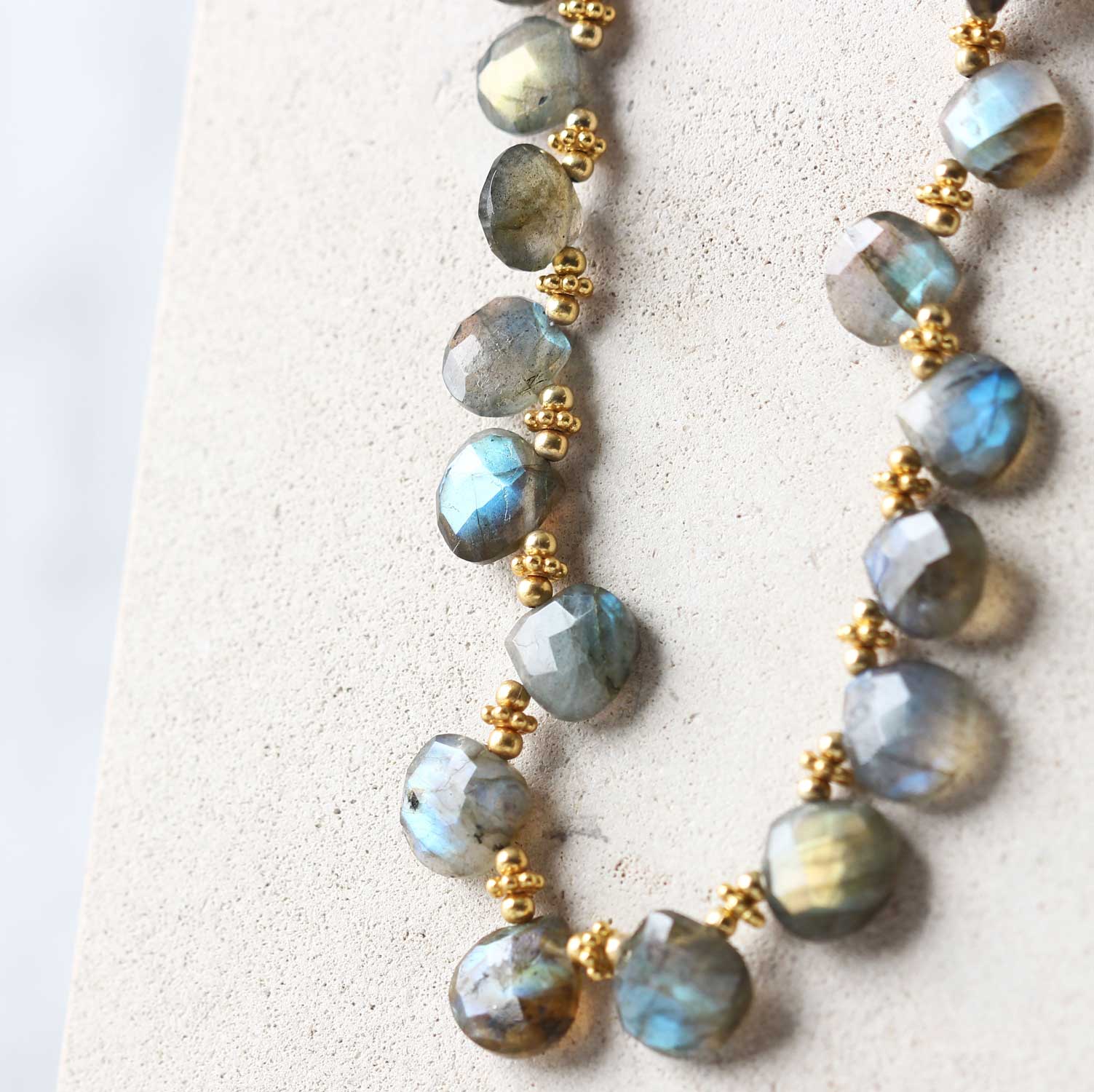 Pomegranate London Diva Single Line Necklace Labradorite at EC One London