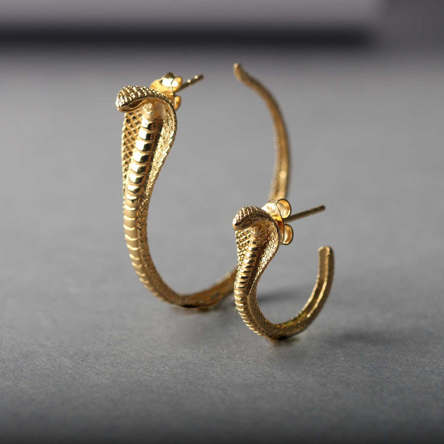 Zoe & Morgan Cobra Snake Gold Plated Hoop Earrings