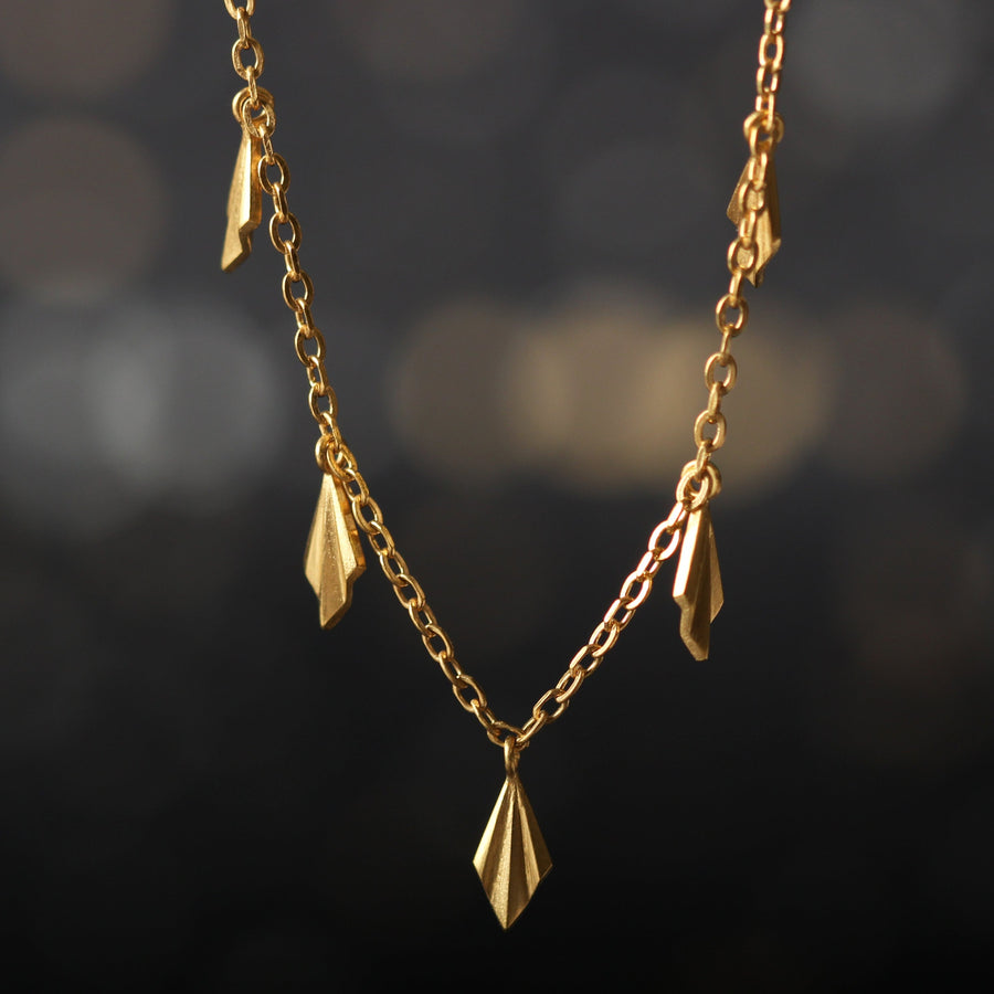 Alice Barnes Pleated Multi Fan Necklace Gold Plated at EC One london