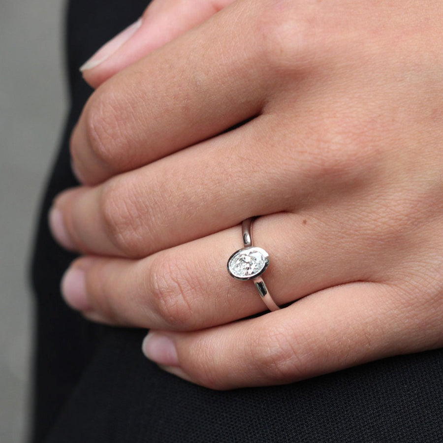 AVA Platinum Oval Diamond Engagement Ring by EC One London