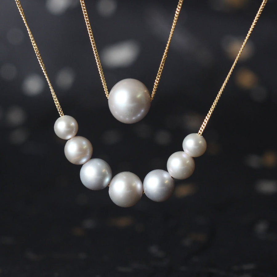 EC One Single Grey Pearl Gold Necklace