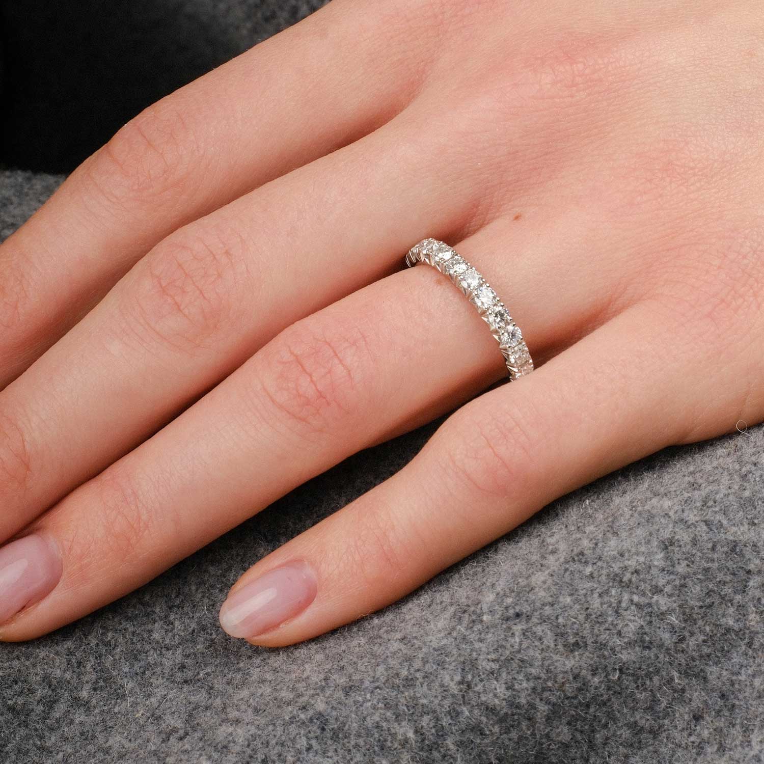 0.75ct French Pave Diamond Half Eternity Ring Platinum