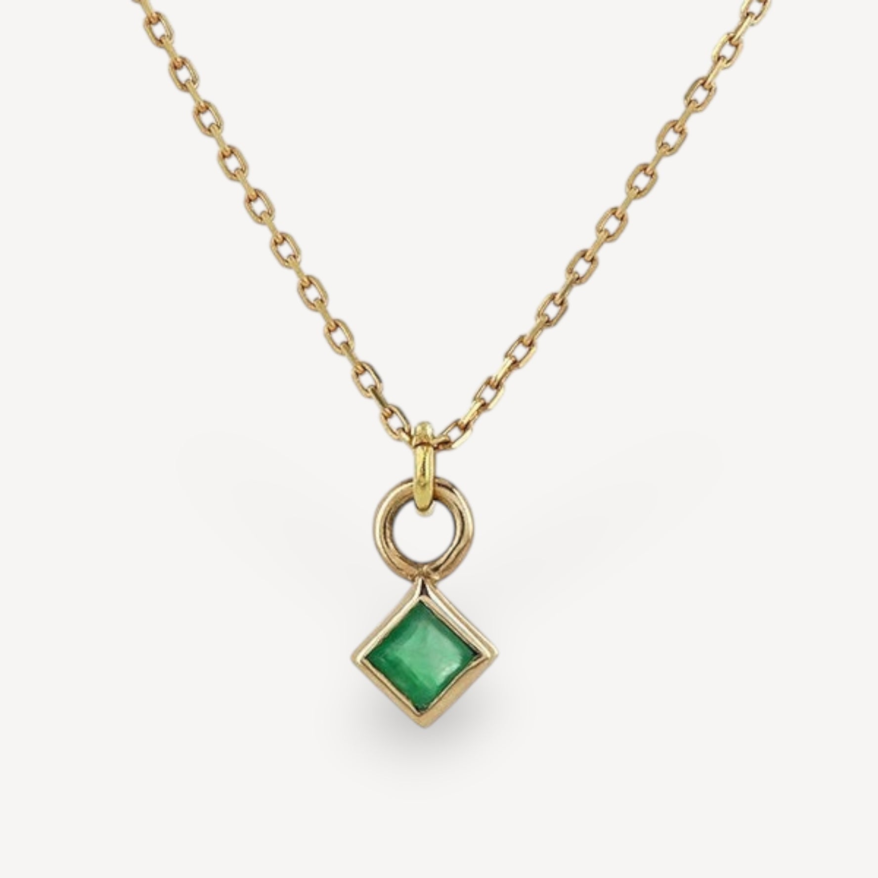 Princess Cut Emerald Necklace