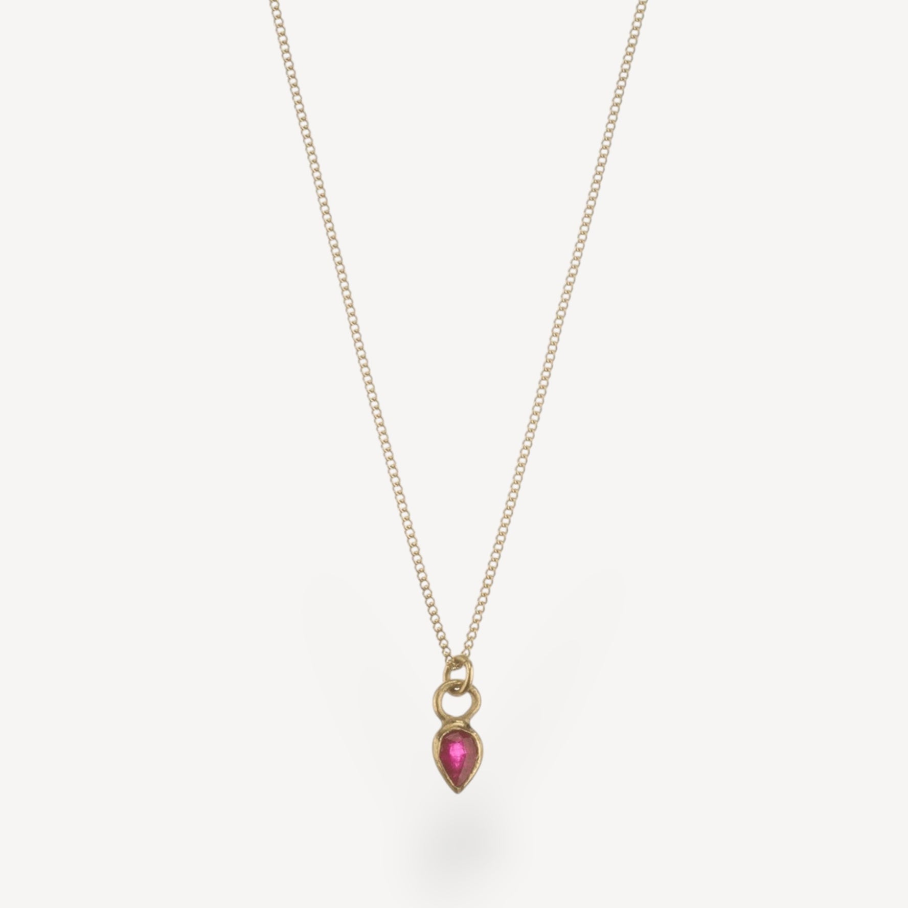 EC One Metier Gold Necklace with Pear Shaped Ruby
