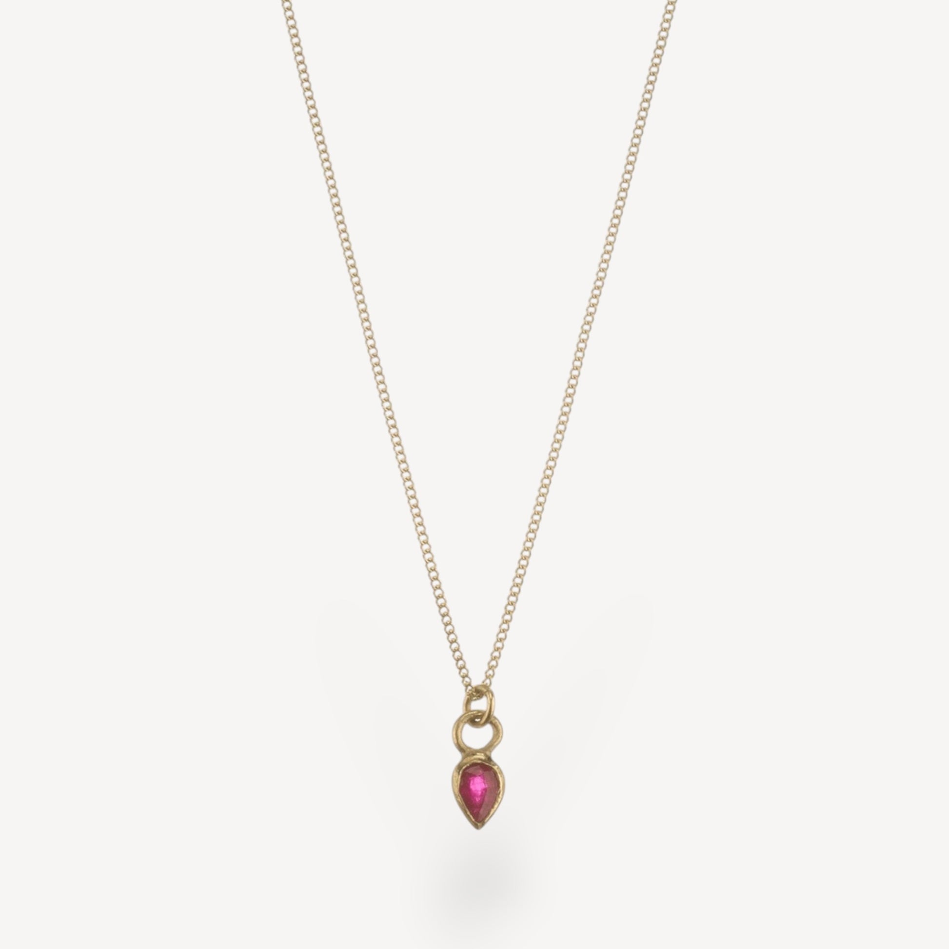 EC One Metier Gold Necklace with Pear Shaped Ruby