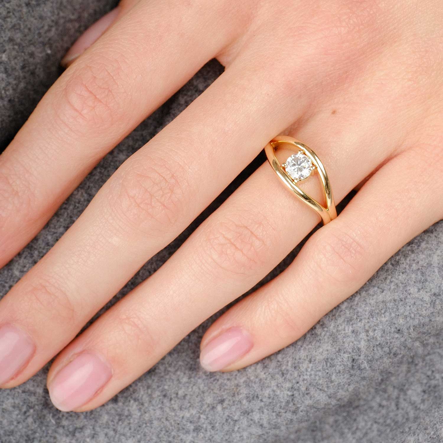ANNA ethical Diamond Yellow Gold Solitaire Engagement Ring by ethical jeweller E.C.One made in our B Corp certified London workshop